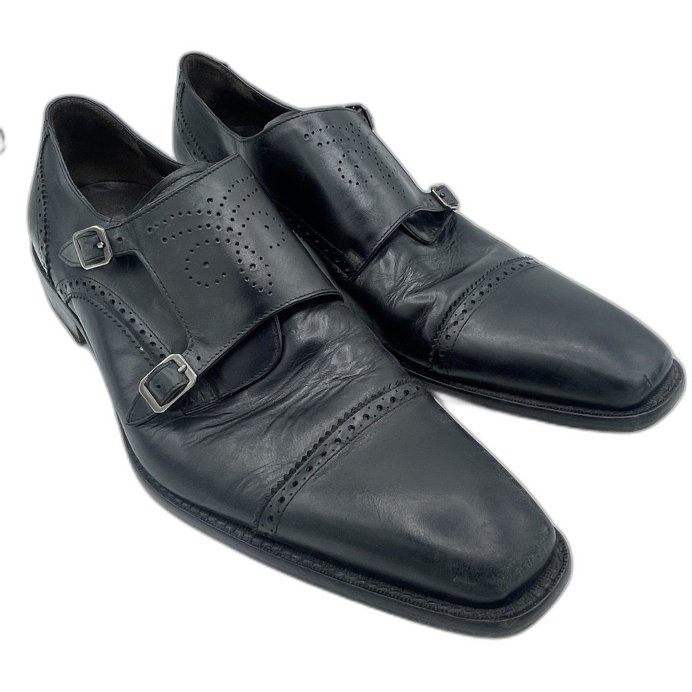 Vintage Mezlan Double Monk Strap Black Leather Dress Shoe Size US 11